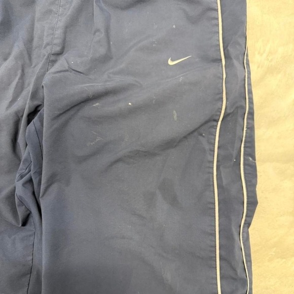 Nike Vintage Windbreaker Track Pants Navy Blue Mesh Lined Mens XL Piping Swoosh - Picture 4 of 5